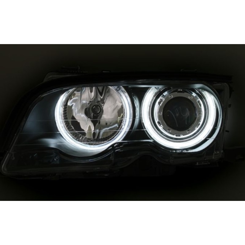 Φανάρια εμπρός BMW E46 coupe και cabrio (1999-2003) angel eyes - χωρίς φλας , με λάμπες (Η1) - σετ 2τμχ.