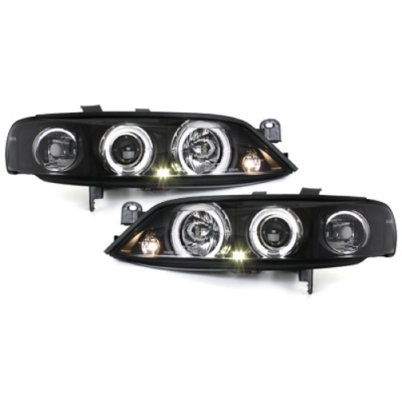 Φανάρια εμπρός Opel Vectra B (1999-2001) angel eyes, με λάμπες (Η1) - σετ 2τμχ.