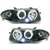 Φανάρια εμπρός Opel Astra F (1994-1999) angel eyes - μαύρα , με λάμπες (Η1) - σετ 2τμχ.