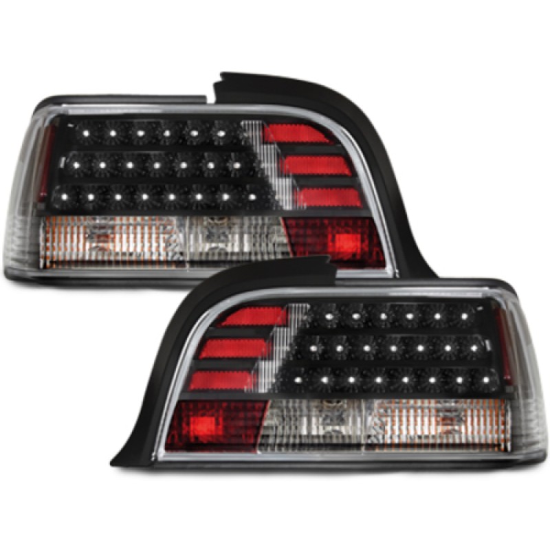 Πίσω φανάρια led BMW E36 (1991-1999) sedan - μαύρα - σετ 2τμχ.