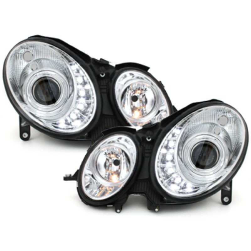 Φανάρια εμπρός Mercedes W211 E-Class (2006-2009) led , με λάμπες (Η1) - σετ 2τμχ.