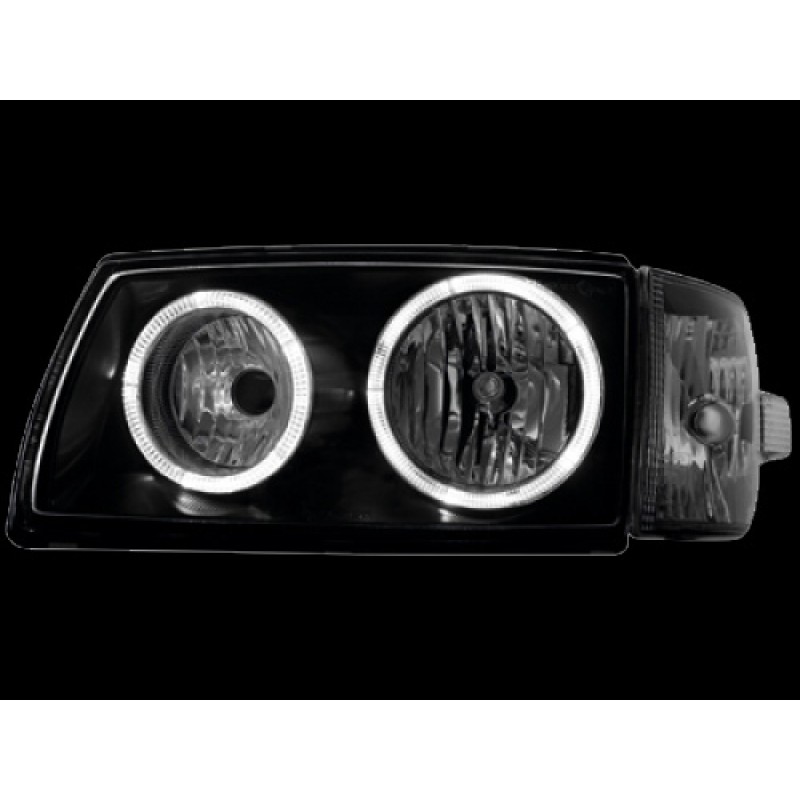 Φανάρια εμπρός Vw Transporter T4 (1997-2003) angel eyes, μαύρα , χωρίς λάμπες (Η7) - σετ 2τμχ.