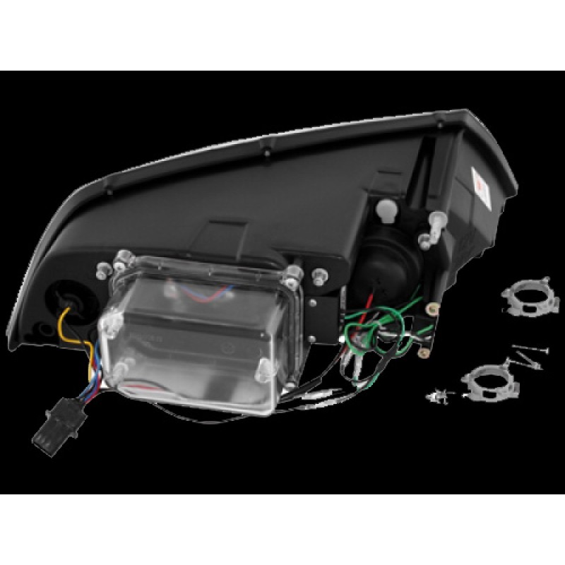 Φανάρια εμπρός Skoda Octavia (2004-2009) led , μαύρα , με λάμπες (Η1) - σετ 2τμχ.