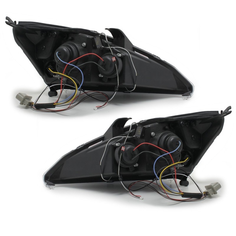 Φανάρια εμπρός Ford Focus (2001-2004) led - μαύρα , με λάμπες (Η1) - σετ 2τμχ.