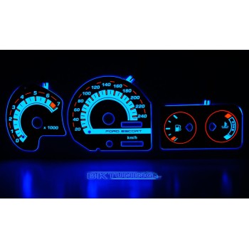 Φωτιζόμενα όργανα για Ford Escort MK5 / MK6 μπλε Φωτιζόμενα όργανα για Ford Escort MK5 / MK6 μπλε