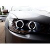 Φανάρια εμπρός Mitsubishi Lancer (2008-2013) led angel eyes - black , με λάμπες (Η1) - σετ 2τμχ.