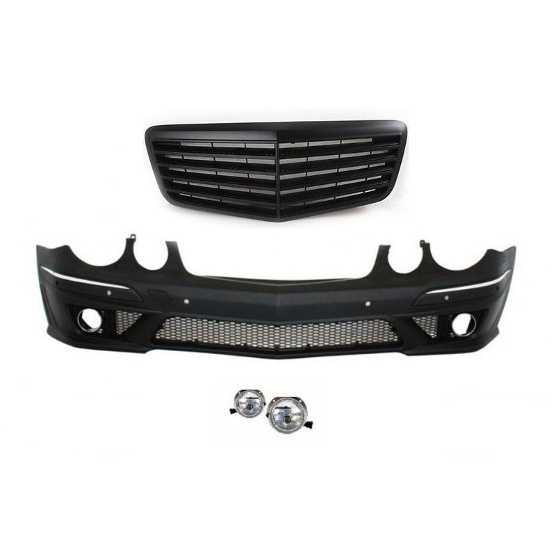 Προφυλακτήρας εμπρός Mercedes W211 E-Class (2002-2009) - AMG με μαύρη μάσκα και προβολάκια