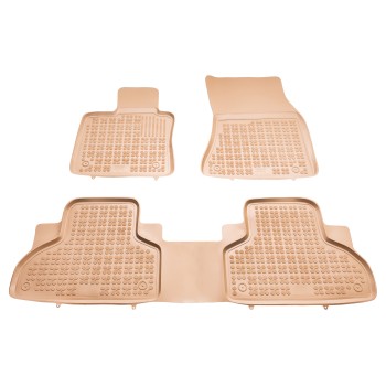 Λαστιχένια πατάκια BMW X5 F15 (2013-2018) / BMW X6 F16 (2014-2019) - τύπου σκαφάκι - μπεζ - 3τμχ., Rezaw Plast