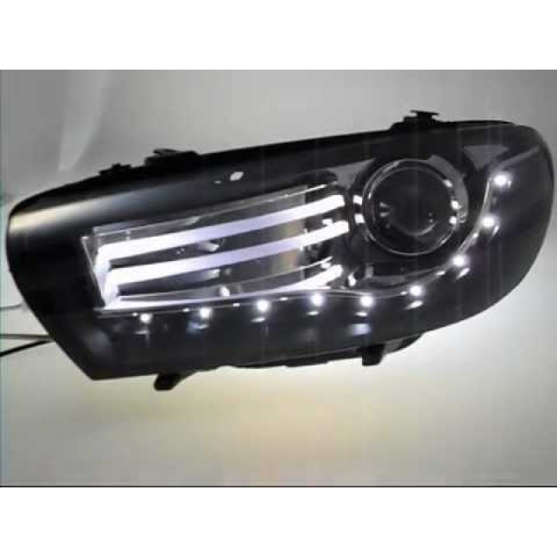 Φανάρια εμπρός Vw Scirocco (2008-2014) led - μαύρα , χωρίς λάμπες (Η7) - σετ 2τμχ.