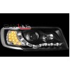 Φανάρια εμπρός Audi 100 C4 (1990-1994) led - μαύρα , με λάμπες (Η1) - σετ 2τμχ.
