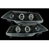 Φανάρια εμπρός Renault Megane (2002-2005) angel eyes, black , με λάμπες (Η1) - σετ 2τμχ.
