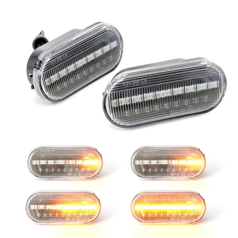 Led φλας φτερού Vw / Ford / Seat - χρωμίου με τρεχούμενο φλας - σετ 2τμχ.