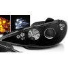 Φανάρια εμπρός Peugeot 206 angel eyes - μαύρα με led , με λάμπες (Η1) - σετ 2τμχ.
