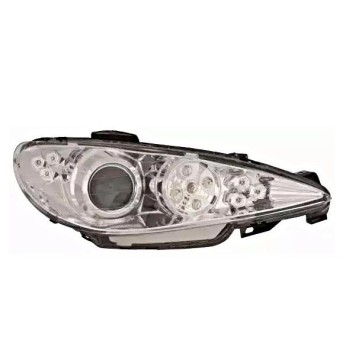 Φανάρια εμπρός Peugeot 206 angel eyes - χρωμίου με led , με λάμπες (Η1) - σετ 2τμχ.