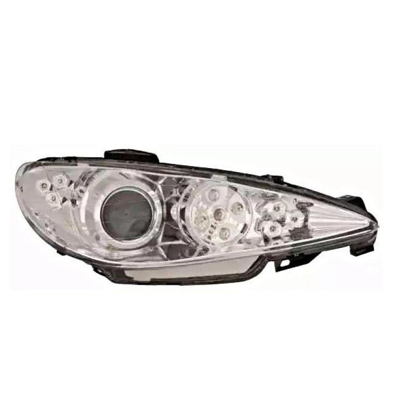 Φανάρια εμπρός Peugeot 206 angel eyes - χρωμίου με led , με λάμπες (Η1) - σετ 2τμχ.
