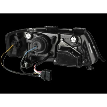 Φανάρια εμπρός Audi A6 με φώτα ημέρας (1997-2001) led / Allroad 1999-2005 - chrome , με λάμπες (Η1) - σετ 2τμχ.