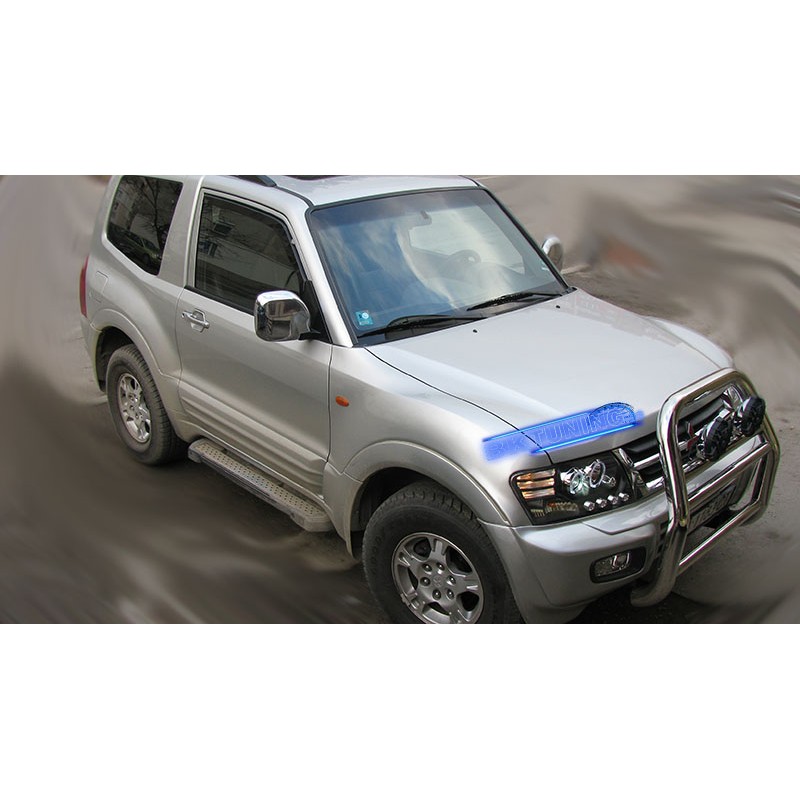 Φανάρια εμπρός Mitsubishi Pajero (2001-2006) angel eyes - μαύρα , με λάμπες (Η1) - σετ 2τμχ.