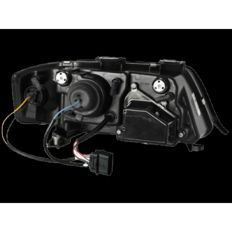 Φανάρια εμπρός Audi A6 (2001-2003) με φώτα ημέρας led - chrome , με λάμπες (Η1) - σετ 2τμχ.