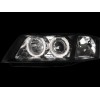 Φανάρια εμπρός Audi A6 (2001-2003) angel eyes - μαύρα , χωρίς λάμπες (Η7) - σετ 2τμχ.