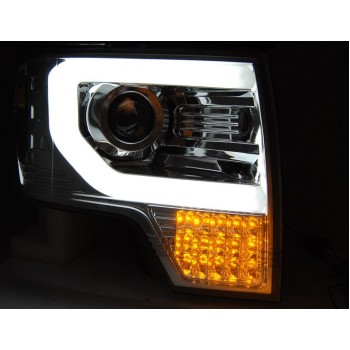 Φανάρια εμπρός Ford F150 (2008-2014) - χρωμίου , με λάμπες (Η1) - σετ 2τμχ.