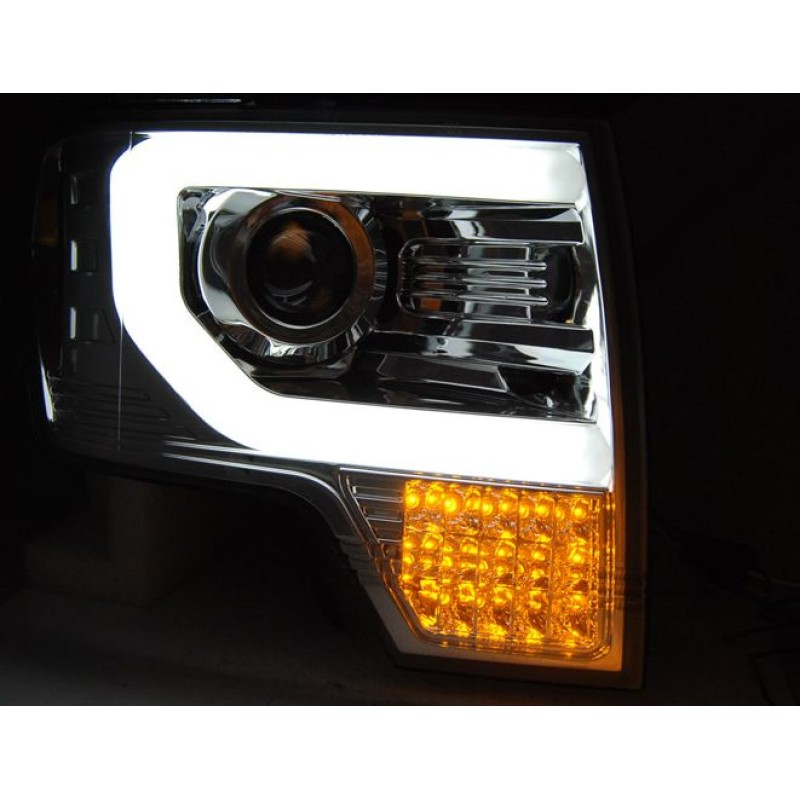 Φανάρια εμπρός Ford F150 (2008-2014) - χρωμίου , με λάμπες (Η1) - σετ 2τμχ.