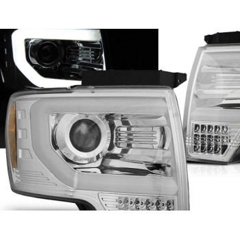 Φανάρια εμπρός Ford F150 (2008-2014) - χρωμίου , με λάμπες (Η1) - σετ 2τμχ.