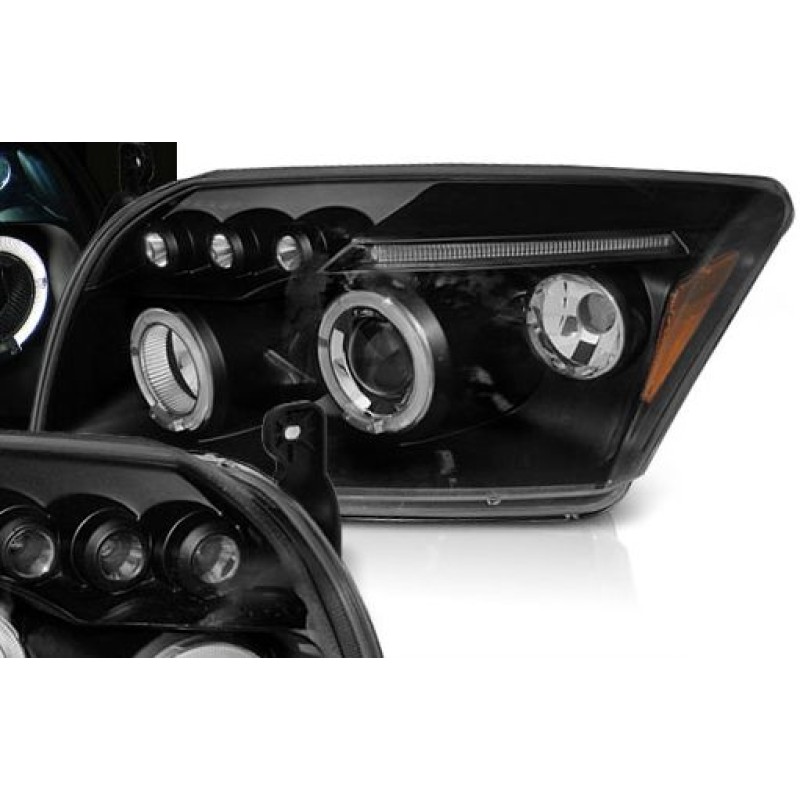 Φανάρια εμπρός Dodge Caliber (2006-2012) - μαύρα , με λάμπες (Η1) - σετ 2τμχ.