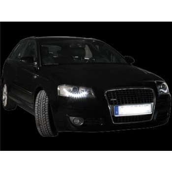 Φανάρια εμπρός Audi A3 (2003-2008) led Dayline - chrome , με λάμπες (Η9) - σετ 2τμχ. Φανάρια εμπρός Audi A3 (2003-2008) led Dayline - chrome , με λάμπες (Η9) - σετ 2τμχ.