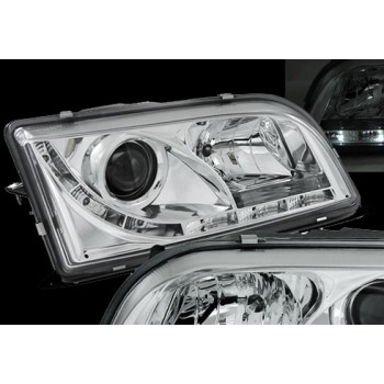 Φανάρια εμπρός Volvo S/V40 (1996-2003) led - chrome , με λάμπες (Η1) - σετ 2τμχ.