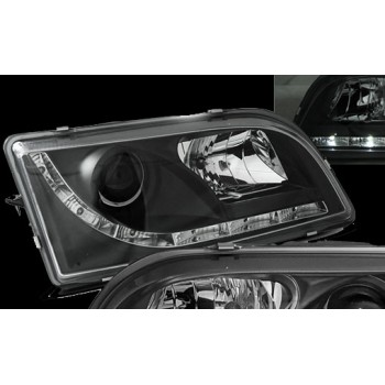 Φανάρια εμπρός Volvo S/V40 (1996-2003) led - μαύρα , με λάμπες (Η1) - σετ 2τμχ.