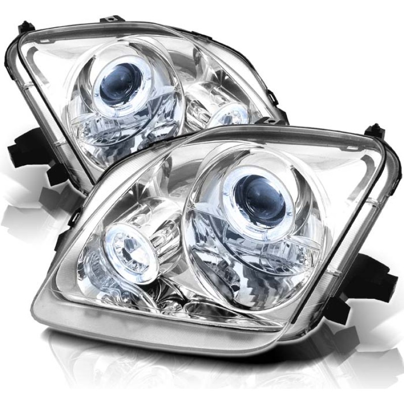 Φανάρια εμπρός Honda Prelude (1997-2001) angel eyes - chrome , με λάμπες (Η1) - σετ 2τμχ.