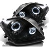 Φανάρια εμπρός Honda Prelude (1997-2001) angel eyes - μαύρα , με λάμπες (Η1) - σετ 2τμχ.