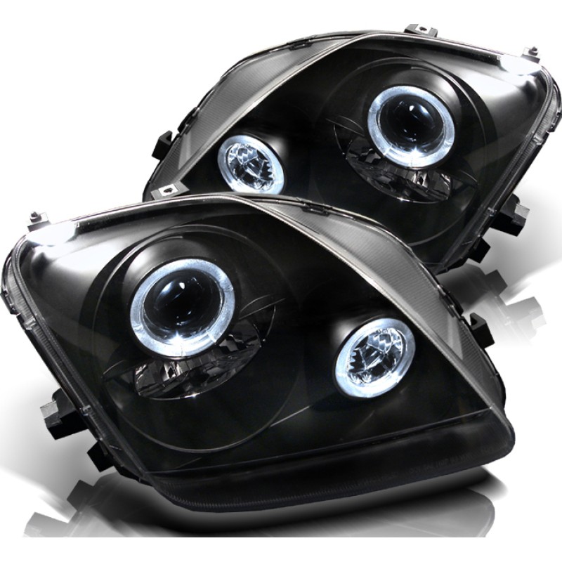 Φανάρια εμπρός Honda Prelude (1997-2001) angel eyes - μαύρα , με λάμπες (Η1) - σετ 2τμχ.