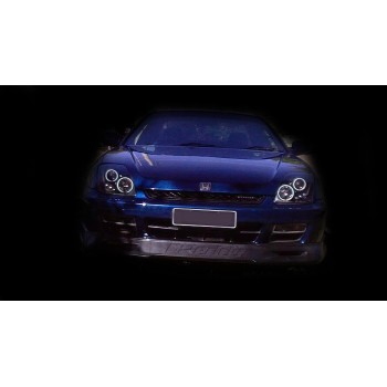 Φανάρια εμπρός Honda Prelude (1997-2001) angel eyes - μαύρα , με λάμπες (Η1) - σετ 2τμχ.