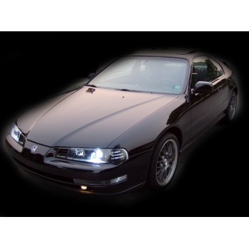 Φανάρια εμπρός Honda Prelude (1992-1995) angel eyes - μαύρα , με λάμπες (Η7) - σετ 2τμχ.