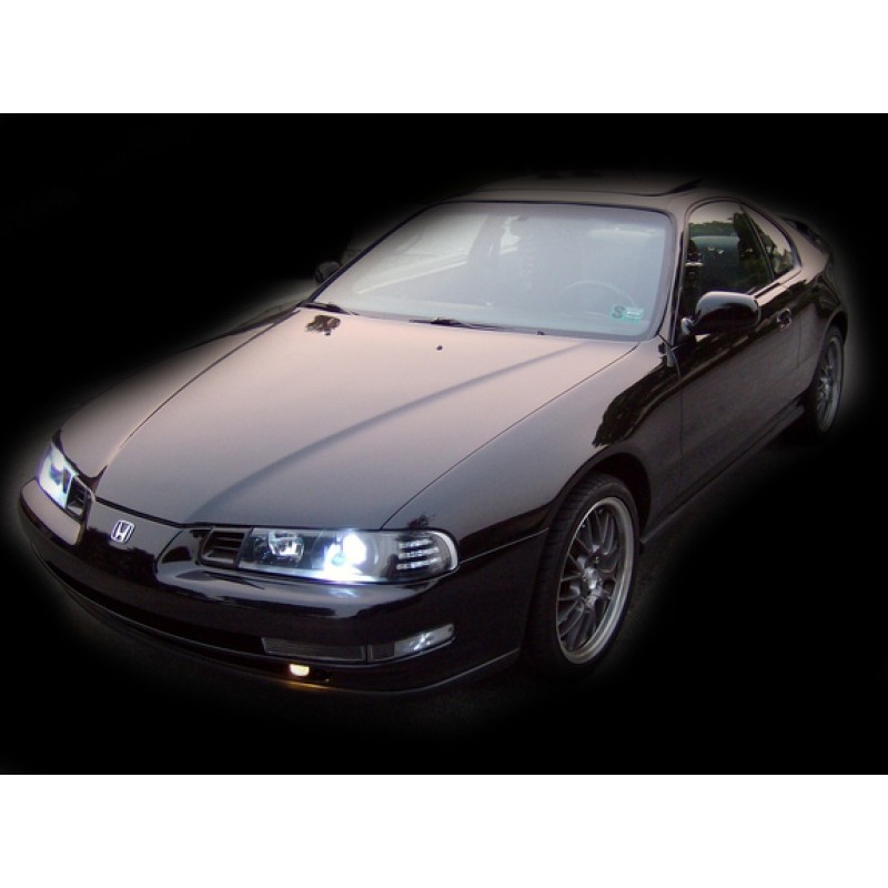 Φανάρια εμπρός Honda Prelude (1992-1995) angel eyes - μαύρα , με λάμπες (Η7) - σετ 2τμχ.