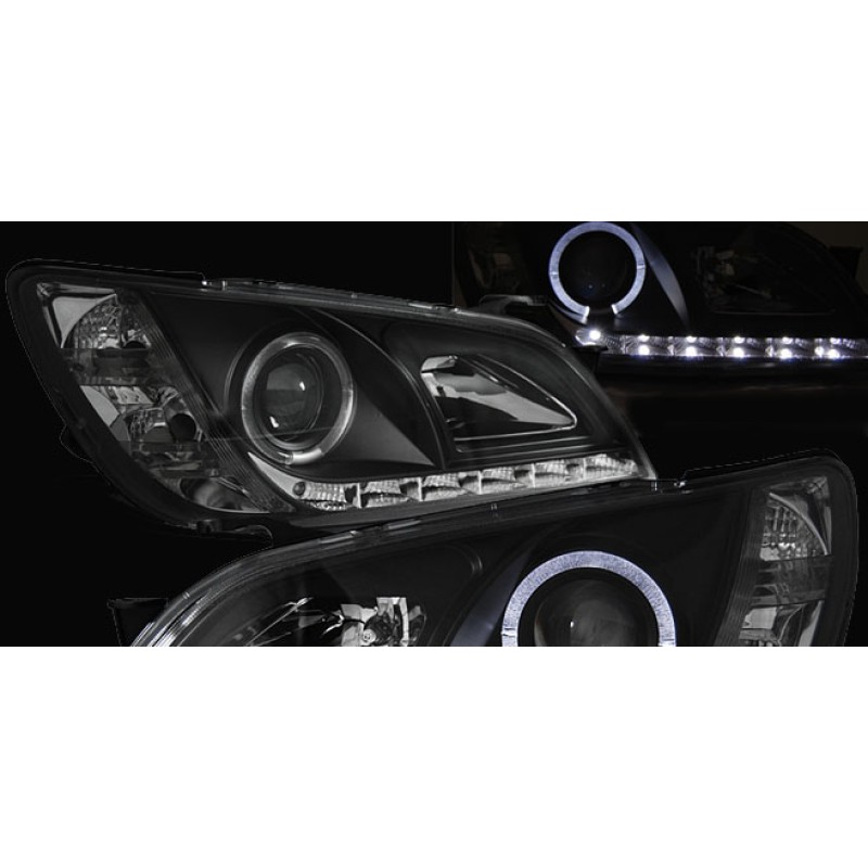 Φανάρια εμπρός Lexus IS (1998-2005) led - μαύρα , με λάμπες (Η1) - σετ 2τμχ.
