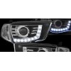 Φανάρια εμπρός Mitsubish L200 (2006-2010) led - μαύρα , με λάμπες (Η1) - σετ 2τμχ.