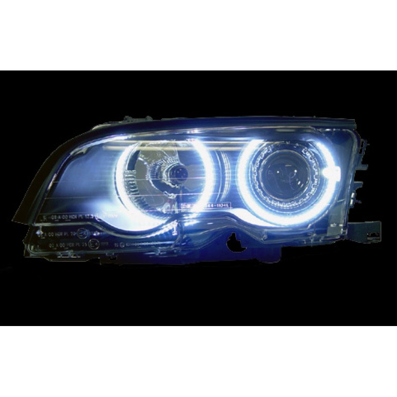 Φανάρια εμπρός BMW E46 sedan (2001-2005) angel eyes - μαύρα με CCFL , χωρίς λάμπες (Η7) - σετ 2τμχ.