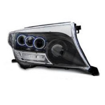 Φανάρια εμπρός Toyota Land Cruiser FJ200 (2007-2012) - μαύρα , με λάμπες (Η1) - σετ 2τμχ.