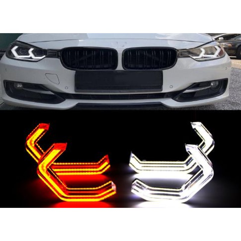 Δαχτυλίδια BMW F30 angel eyes - U-Design - με 2 χρώματα και λειτουργία φλας (λευκό και κίτρινο)
