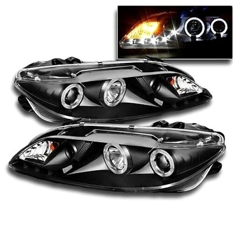 Φανάρια εμπρός Mazda 6 (2002-2008) angel eyes, με λάμπες (Η1) - σετ 2τμχ.