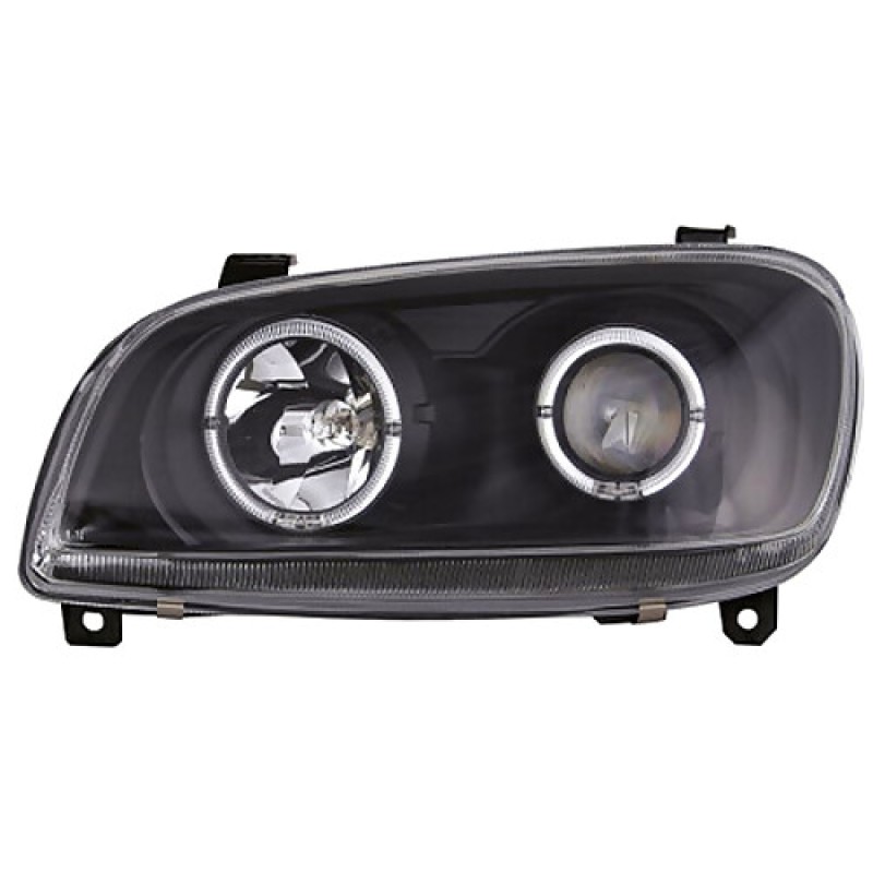 Φανάρια εμπρός Toyota Rav 4 (1994-2000) angel eyes - μαύρα , με λάμπες (Η1) - σετ 2τμχ.