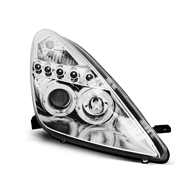 Φανάρια εμπρός Toyota Celica T230 (1999-2005) angel eyes - chrome , με λάμπες (Η1) - σετ 2τμχ.
