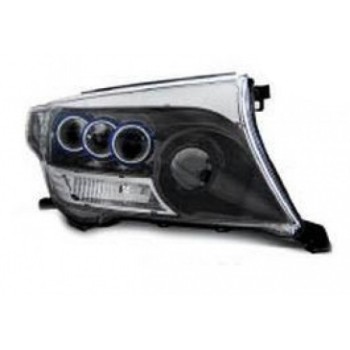 Φανάρια εμπρός Toyota Land Cruiser FJ200 (2007-2012) - μαύρα , με λάμπες (Η1) - σετ 2τμχ.
