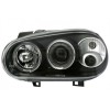 Φανάρια εμπρός Vw Golf IV angel eyes - μαύρα , με λάμπες (Η1) - σετ 2τμχ.