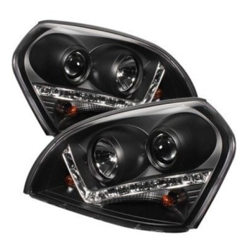Φανάρια εμπρός Hyundai Tucson (2004-2010) led - μαύρα , με λάμπες (Η1) - σετ 2τμχ.