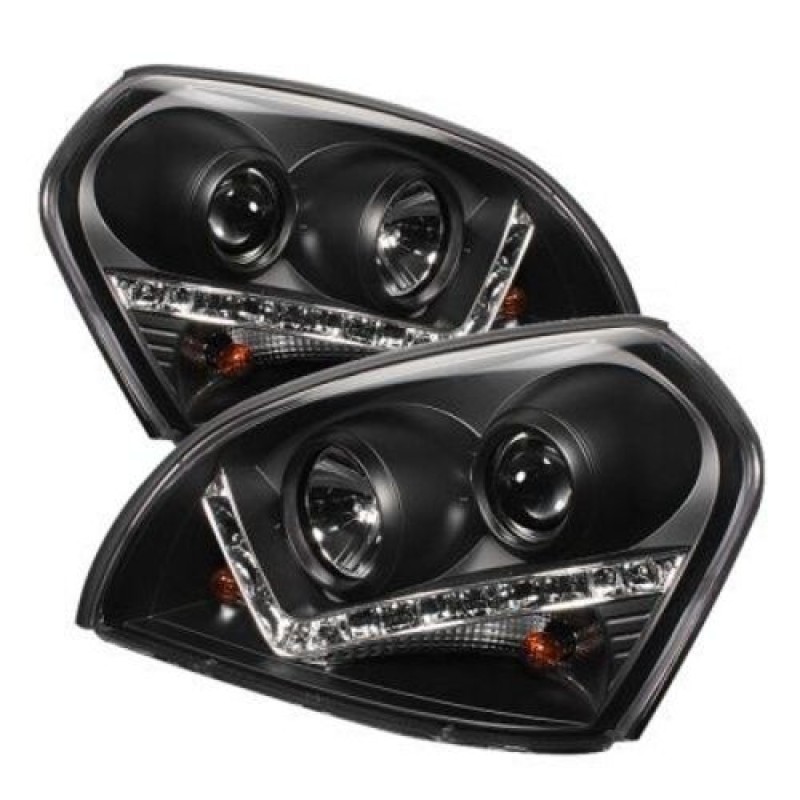 Φανάρια εμπρός Hyundai Tucson (2004-2010) led - μαύρα , με λάμπες (Η1) - σετ 2τμχ.