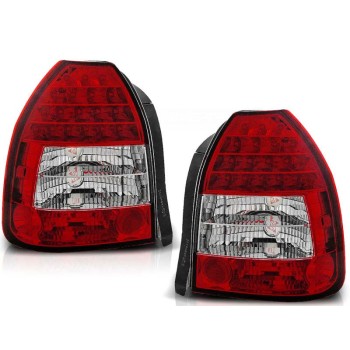 Πίσω φανάρια led Honda Civic 3D (1996-2001) - κόκκινα / chrome - σετ 2τμχ.