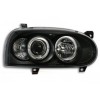 Φανάρια εμπρός Vw Golf ΙΙΙ angel eyes - μαύρα , με λάμπες (Η1) - σετ 2τμχ.